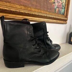 Black Leather Lace-Up Boots